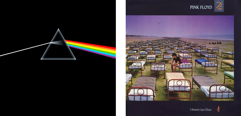 Hipgnosis - Dark Side Of The Moon (1973) Pink Floyd;  A Momentary Lapse Of Reason (1987)