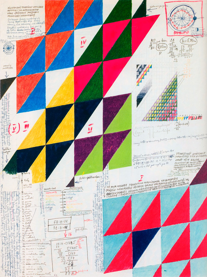 Jerzy Grabowski – Primary and Complementary Colours, mixed media, drawing on paper, 54,8 x 41,4, 1970